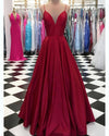 New Elegant Dark Red Burgundy Spaghetti Straps Long Graduation Dress Girls Formal Outfit Dance Party Gown PL10314