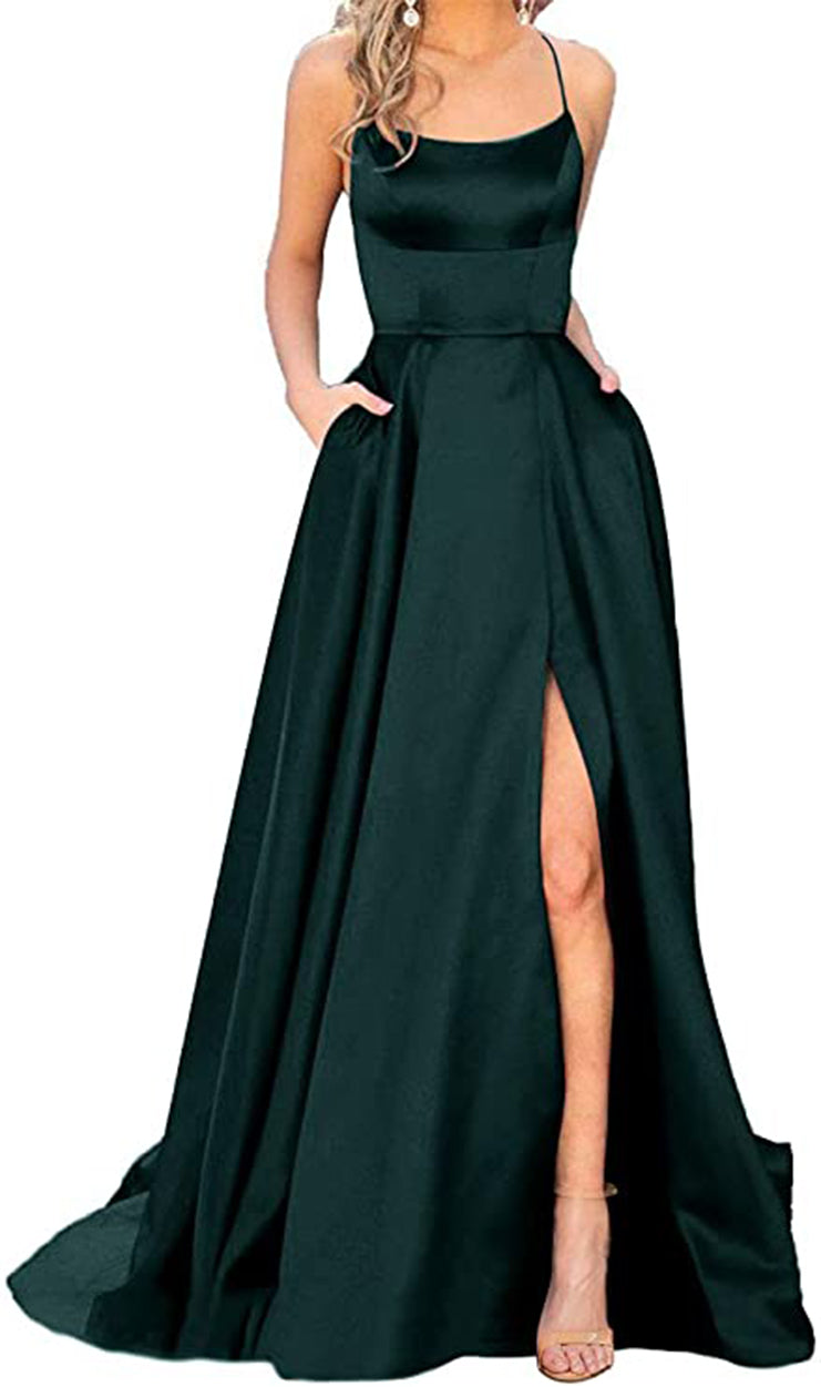 Halter Wine Red Prom Dresses Long with Pocket long Vestido De Festido Longo 2022