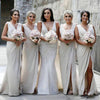 Navy Blue Chiffon Fitted Draped women Wedding Party Bridesmaid Dress PL0903