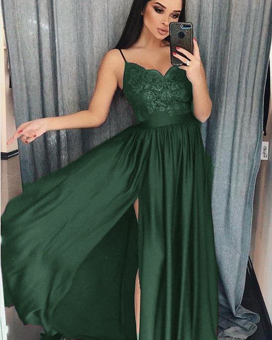 Turquoise/Burgundy/Dark Green Spaghetti Straps Women Long  Party Prom Dresses Vestido Longo PL5541