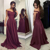 LP5501 Off the shoulder Burgundy Long Prom Dresses Taffeta Formal Gown 2018