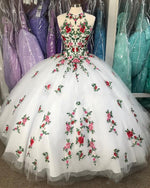 Fabulous White 3D Flowers Ball Gown Quinceanera Dresses Vestidos 15 Anos PL0706
