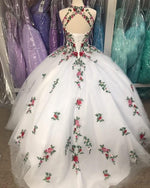 Fabulous White 3D Flowers Ball Gown Quinceanera Dresses Vestidos 15 Anos PL0706