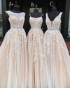 Romantic Nude /Ivory Lace  Wedding Dresses ,Short Train Robe Mariage Gown WD10115