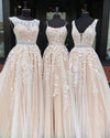 Romantic Nude /Ivory Lace  Wedding Dresses ,Short Train Robe Mariage Gown WD10115