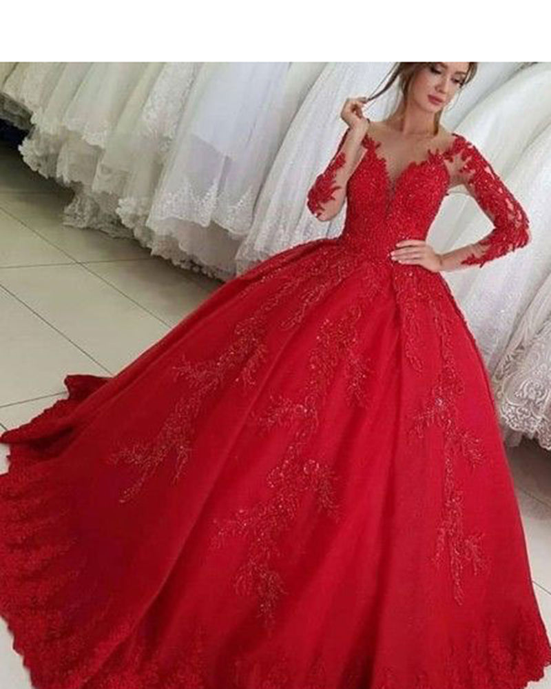 Vintage Roiyal Blue /Red Wedding Dress Lace Long Sleeves Bridal Party Gown Debutante Coloful Bridal DressWD11122