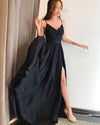 Black Lace Prom Gown Long Party Dresses with Straps PL3216