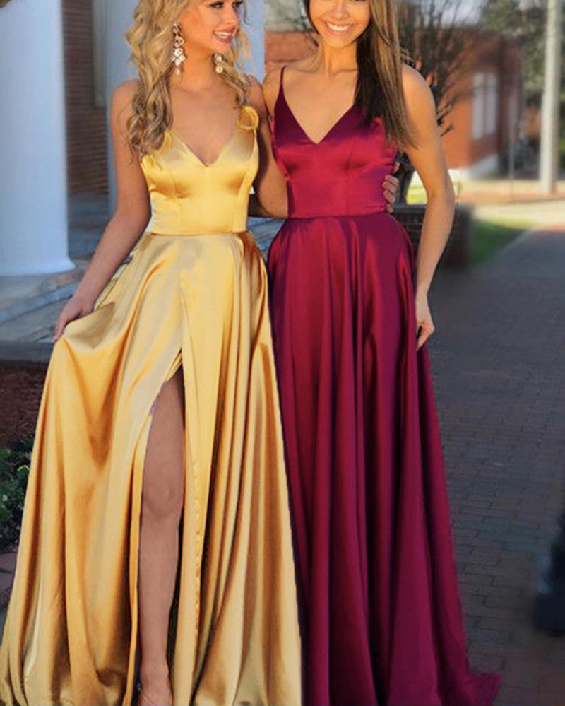Elegant 2019 Prom Dresses Girls Graduation Party Long Dresses Blush Gold/Burgundy