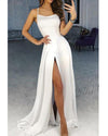 Sexy High Slit Ivory Long Party Dress with Spaghetti Straps ,prom dress vestido de gala PL10164