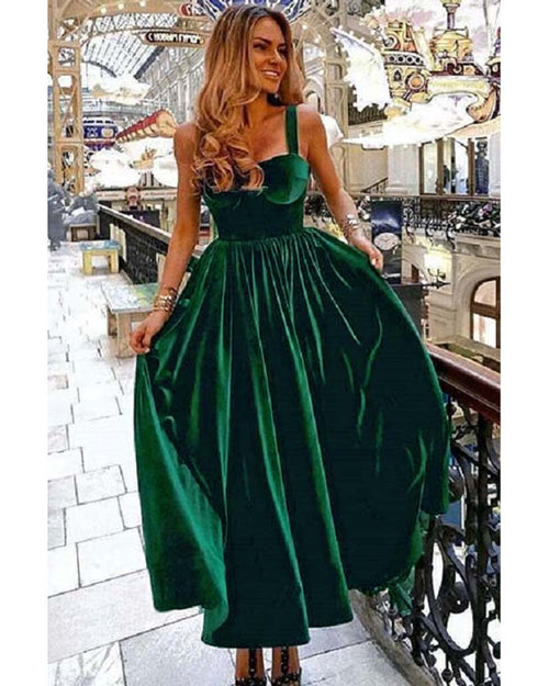 1950’s Vintage Sweetheart Tea Length Dark Green Velvet Prom Dresses,Elegant Cocktail Dresses PL10824