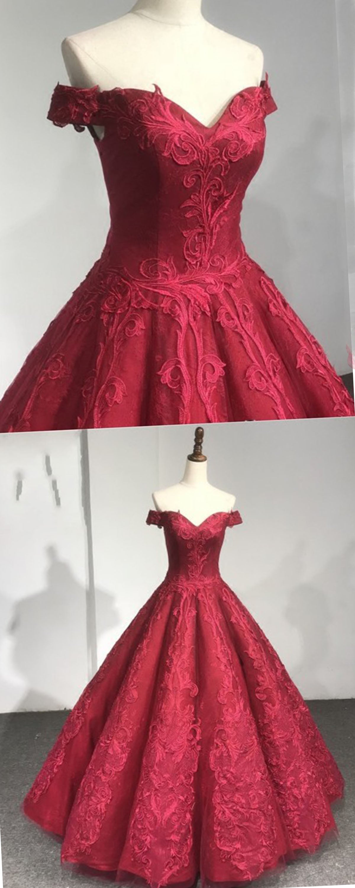 Burgundy Ball Gown Lace Wedding Dresses Quinceanera Dress 2022 Formal Prom Gown WN219