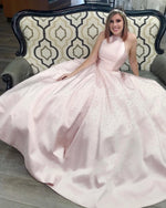 Girls Long Graduation Gown Halter yellow Prom Dress with Pearl Yellow/Pink/Blue PL8877