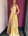 Sexy Slit Leg Spaghetti Strap Long Evening Party Dress ,Long Beautiful Prom Dress Yellow/Pink/Blue PL06181