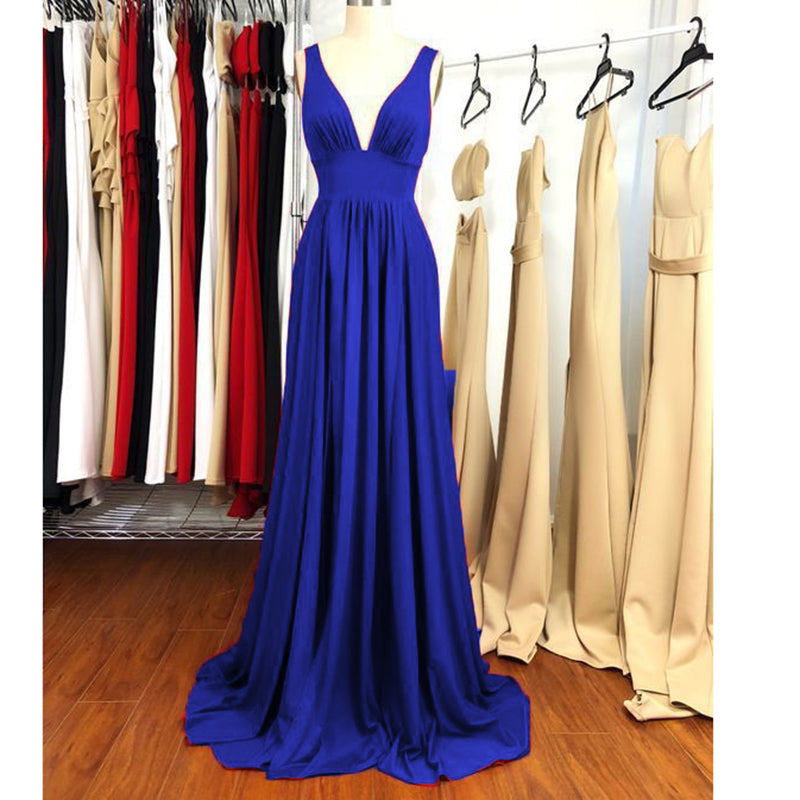 Red Elegant Pleated Chiffon Prom Dress Women Long Evening Formal Gown  LP841