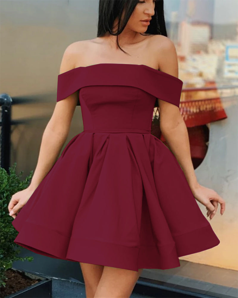 Lovely Off Shoulder Dark Green/Blue  Short Graduation Dress for Teens Semi Formal Graduation Gown SP0528