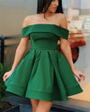 Lovely Off Shoulder Dark Green/Blue  Short Graduation Dress for Teens Semi Formal Graduation Gown SP0528