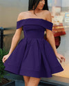 Lovely Off Shoulder Dark Green/Blue  Short Graduation Dress for Teens Semi Formal Graduation Gown SP0528