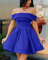 Lovely Off Shoulder Dark Green/Blue  Short Graduation Dress for Teens Semi Formal Graduation Gown SP0528