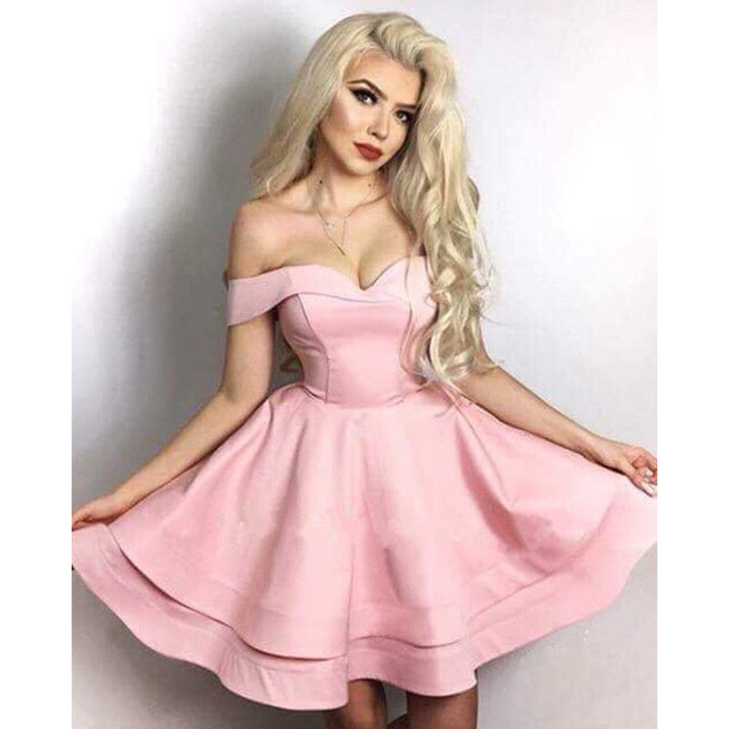 Sweet A Line Pink Short Homecoming Dress Girls Semi Formal Gown 8th Grade Jr Prom Gown