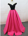 Fashion Two Tune Bright Pink/Black satin A Line Formal Prom Dresses Long 2022 vestidos de fiesta