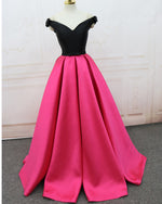 Fashion Two Tune Bright Pink/Black satin A Line Formal Prom Dresses Long 2022 vestidos de fiesta