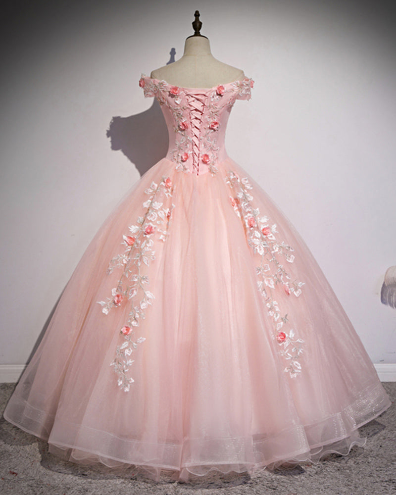 Pink Lace Ball Gown Quinceanera Dress Sweet Sixteen Dress For Girls Birthdays party vestidos de 15 años PD0628