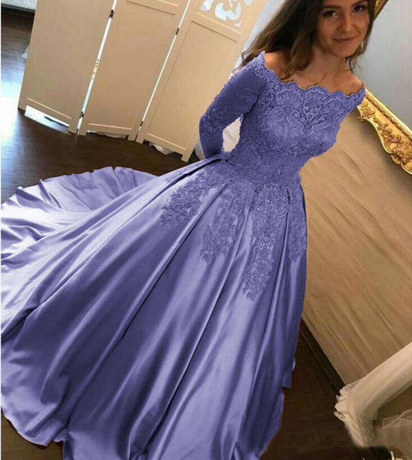 LP2888 Off the Shoulder Ball Gown Prom Dress with lace Long Sleeves Sa Siaoryne LP2888 Off the Shoulder Ball Gown Prom Dress with lace Long Sleeves Sa Siaoryne