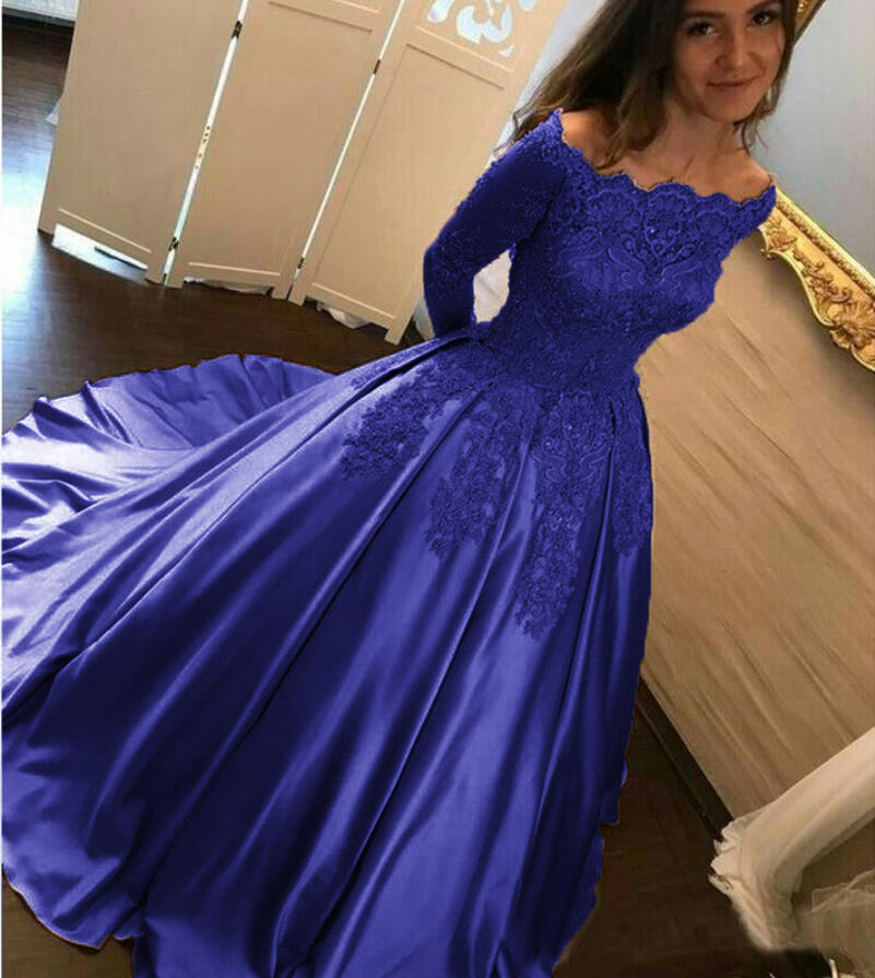 LP2888 Off the Shoulder Ball Gown Prom Dress with lace Long Sleeves Sa Siaoryne LP2888 Off the Shoulder Ball Gown Prom Dress with lace Long Sleeves Sa Siaoryne