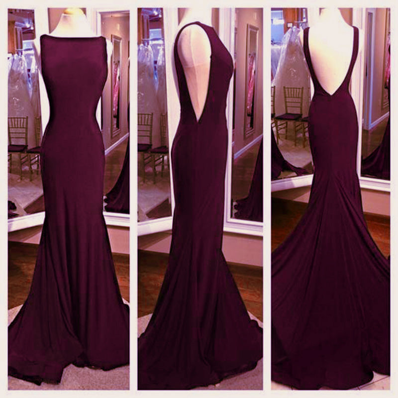 Stylish Grape Boat neck Sexy Sheath/Mermaid Evening Dresses,Sexy Prom Long Dress,party Dresses 2020