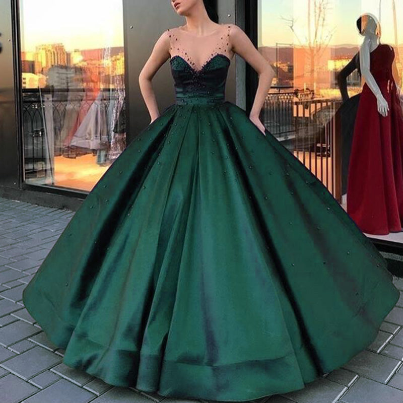 WD6874 Scoop Neck Ball Gown Wedding Dress Satin bridal Engagement Dress Reception Wedding party Gown 2018