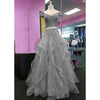 Gorgeous Blue Crop Top Prom Dresses Off the Shoulder Lace Tiered Blue Senior Prom 2022