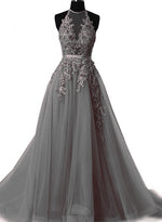 LP3285 Lotus Pink  A Line Tulle Lace Halter Prom Dress ,Long Formal Gowns 2018 vestido formatura Pageant Gown
