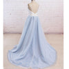 LP789 Spaghetti Straps Prom Gown Light Blue and Ivory Country Wedding Dresses