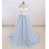 LP789 Spaghetti Straps Prom Gown Light Blue and Ivory Country Wedding Dresses