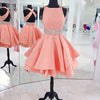 SP1214 Boat neck satin Short Prom Dress A Line Cocktail Dress Semi Formal Homecoming Gown 2018