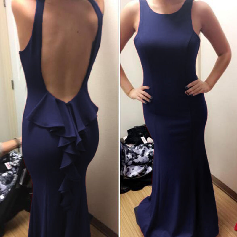 LP5556 Scoop Neck Spandex Jersey Burgundy Evening Dress Long Fitted Gown Women Sexy Formal Dresses 2018