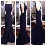 Sexy Backless Navy Long Evening Dresses Women Formal Gowns for Ball 2018