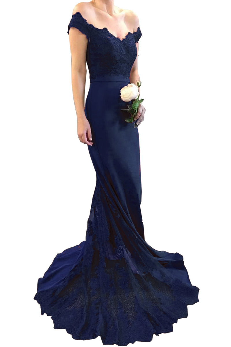 Red Prom Dress Jersey Long Women  Formal Wear with Lace Appliqued LP3241
