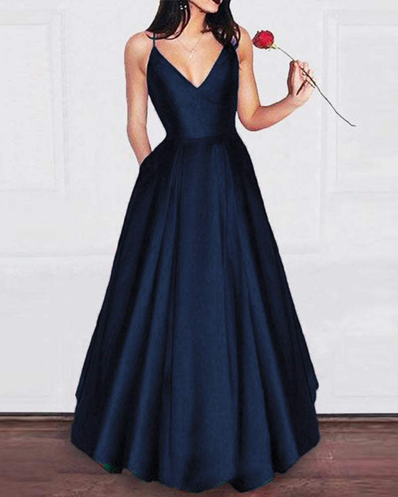 Elegant Dark Green A Line Satin Prom Gown Long Graduation Party Dresses with Pocket