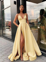 Emerald Green /Baby Blue Sexy A Line Women Formal Prom Gowns with Split PL2144