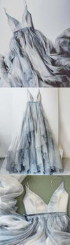 WD8782 Spaghetti Straps  A Line Prom Gown,Chiffon Wedding Dresses Bridal Gown 2018