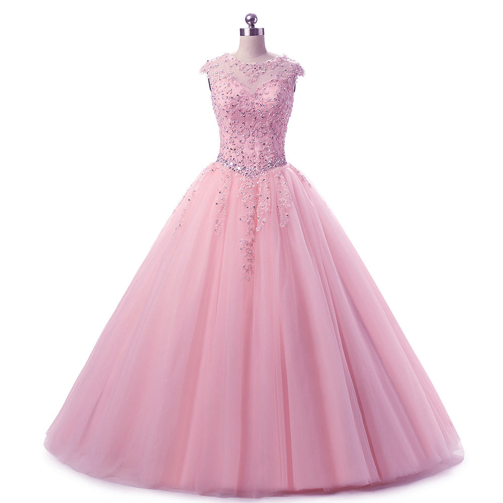 LP7878 Cap Sleeves Lace Appliques Quinceanera Dresses Beaded Sweet 16 Dresses Ball Gown Prom Dresses