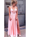 Elegant Sexy Split Pink Prom Dress with  Spaghetti Evening Party Dress Straps Robe De Soiree PLP01112