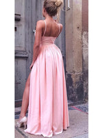 Elegant Sexy Split Pink Prom Dress with  Spaghetti Evening Party Dress Straps Robe De Soiree PLP01112