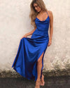 Floor Length Formal Women Outfits Burgundy Red Halter Sexy Slit Prom Dressesvestidos de baile PL11024