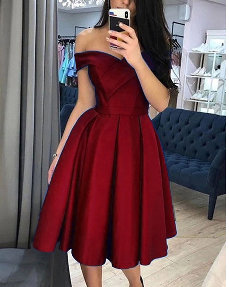 Cute Royal Blue/Yellow/Red  off Shoulder  Short Prom Dress Juniro Girls Graduation Cocktail Outfits SP11151