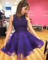 Purple Baot Neck Beading Short Prom Dress Girls Homecoming Dress 2022 SP22810