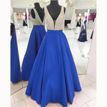 LP3358 Gorgeous Turquiose A Line Satin Senior Prom Dress 2018  Deep V neck Formal evening Gown