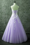 Charming Lilac Long Sweetheart Girls Formal Sweet 16 Birthday Party Dress Quince Años Prom Gown with Ivory Lace PL01206