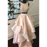 Siaoryne Scoop Neck Beading Two Pieces Prom Dresses Crop Top Evening Gowns Formal Gown